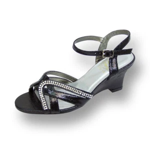👠 FLORAL Leah Women's Wide Width Rhinestone Strips Wedge Sandals 👠 - Picture 1 of 15