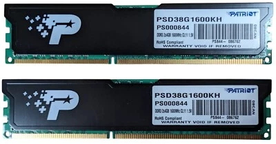 Patriot 8GB (2×4GB) DDR3 1600MHz Desktop Memory (PSD38G1600KH) - Image 1 of 2