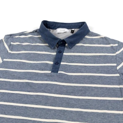 Camisa polo Five Four informal para hombre talla XXL - se adapta más como XL azul blanco a rayas Foto 1 de 4