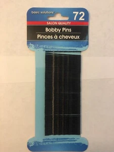 Basic Solutions Salon Quality Black Bobby Pins, 72-ct. Pack NEW On Card NIP - Picture 1 of 2