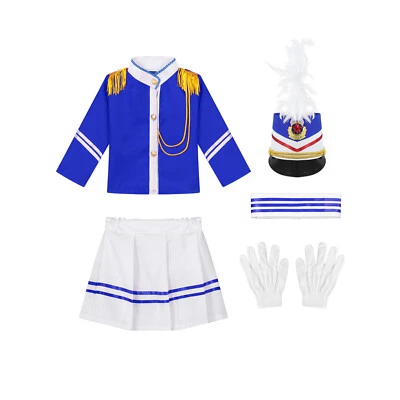 Kids Girls Boys Prince Outfit Drummer Coat And Skirts Performance Punk Uniform - Image 1 of 4