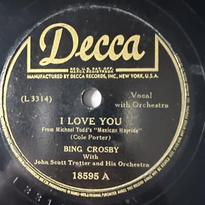 10" 78 RPM-Bing Crosby-I Love You/I'll Be Seeing You/Decca 18595 - Imagen 1 de 4