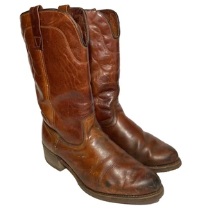 J CHISHOLM Cowboystiefel braun abgenutzt Leder Herren Größe 10 Vintage Western USA - Bild 1 von 23