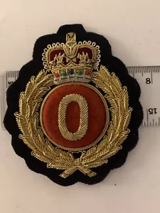 Queens Crown O Initial Letter Bullion Wire Embroidered Badge - Picture 1 of 1