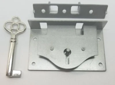 Half Mortise Chest Lid Lock Key trunk cabinet desk drawer antique skeleton old - Image 1 of 4