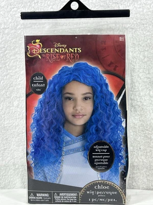 Peruca Chloe Ajustável Infantil Disney Descendants Rise of Red - Cabelo Azul Nova - Imagem 1 de 4