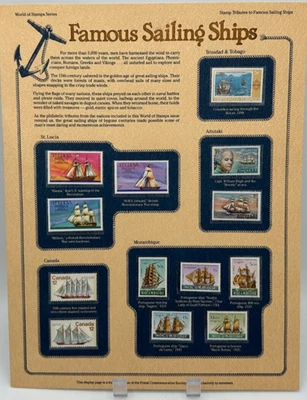 World of Stamps Series Early Famous Sailing Ships Stamp 13 Stamps Collectible - Image 1 of 4