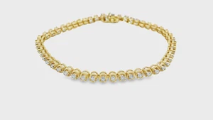 14k Yellow Gold 1.50ct Round Brilliant Cut Natural Diamond Tennis Bracelet J/I1 - Picture 1 of 14