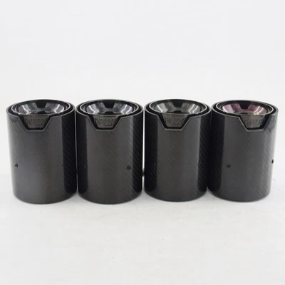 For BMW F80 M3 F82 M4 Carbon Fiber Stainless Steel Tip 70MM 15-19 Black 4PCS  - Image 1 of 4