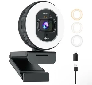 4K Computer Camera With Ring Light Streaming Web Cam With TOF auto Focus - Afbeelding 1 van 8