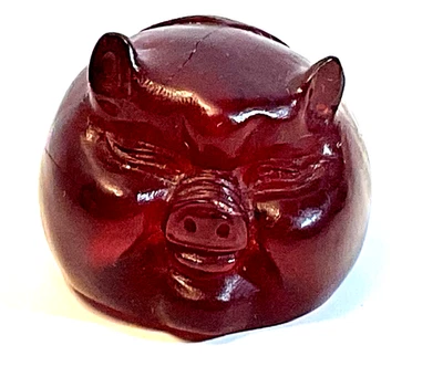 Vintage Asian Red Amber Pig Figure 1.5” Tall Collectible Animal Figure - Image 1 of 4