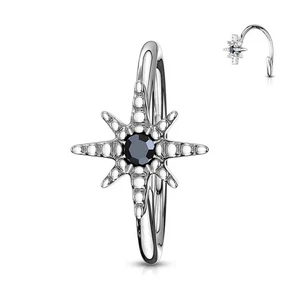 Piercing Orecchio Nasino Anello Stella Strass Nero - Foto 1 di 1