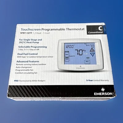 Emerson Thermostat Touchscreen Climate Technology Programmable 1F97-1277 - Image 1 of 4