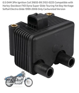 0.5 OHM 3Pin Ignition Coil 31655-99 2102-0225 Compatible with Harley-Davidson - Picture 1 of 11