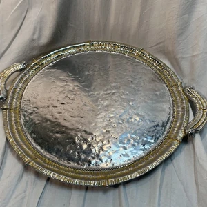 LARGE MARIPOSA TRAY SILVER AND GOLD TONE RECYCLED MATERIALS - Picture 1 of 8