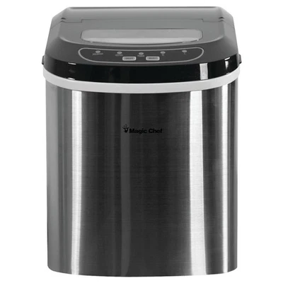 Magic Chef MCIM22ST 27-Pound-Capacity Portable Ice Maker Stainless with Black - Image 1 of 4