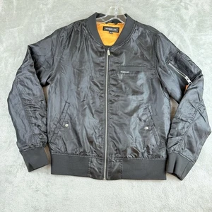 Members Bomber Jacket 18 Black Full Zip Long Sleeve Iconic Racer Moto 80s Retro - Picture 1 of 15