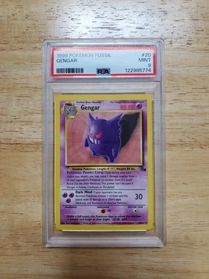 Pokemon PSA 9 COMO NUEVO 1999 Gengar 20/62 Fósil Tarjeta Rara Foto 1 de 2