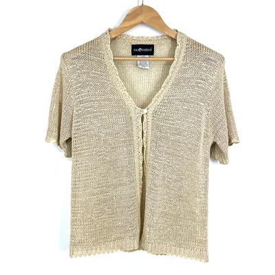 Cárdigan suéter vintage Sag Harbor de un botón bolero para mujer M beige cottagecore Foto 1 de 4