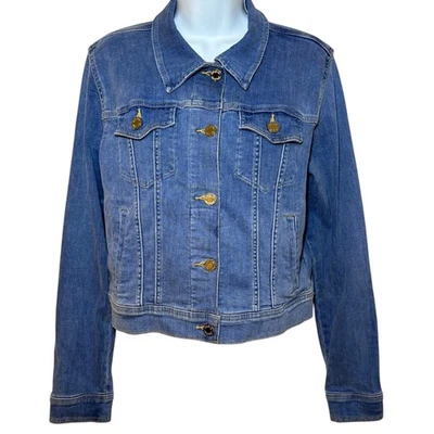 Chaqueta de mezclilla elástica Lilly Pulitzer Seaspray azul caribeño para mujer mediana Foto 1 de 4