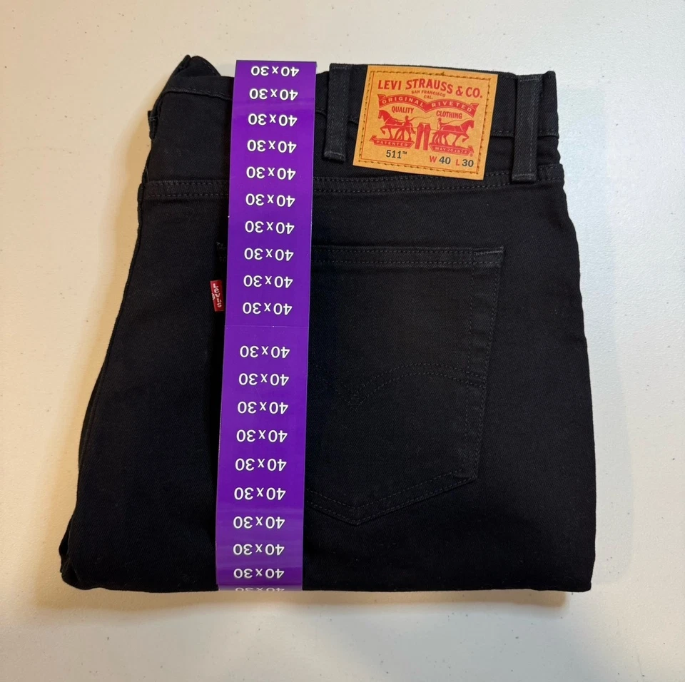 Levi's Men's 511 Slim Fit Stretch Jeans Black Size 40x30 Nwts