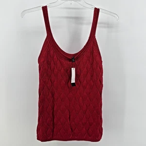 Suéter sin mangas con correa de ganchillo de diamante rojo mercado negro de la Casa Blanca para mujer M’s - Imagen 1 de 9