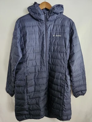 Abrigo Columbia para mujer XL largo acolchado chaqueta con capucha azul marino cremallera completa invierno Foto 1 de 4