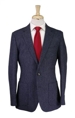 J Crew Mens Ludlow Blue Gray Herringbone Moon Tweed Slim 2-Btn Suit 40R - Image 1 of 4