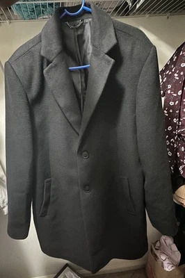 NUEVO Abrigo Topman Classic Fit Cuadros - Pecho Único - Lana - NEGRO - Talla L Foto 1 de 4