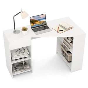 L Shaped Computer Desk w/ Drawer & Storage Shelves for Home Office Workstation - Picture 1 of 10