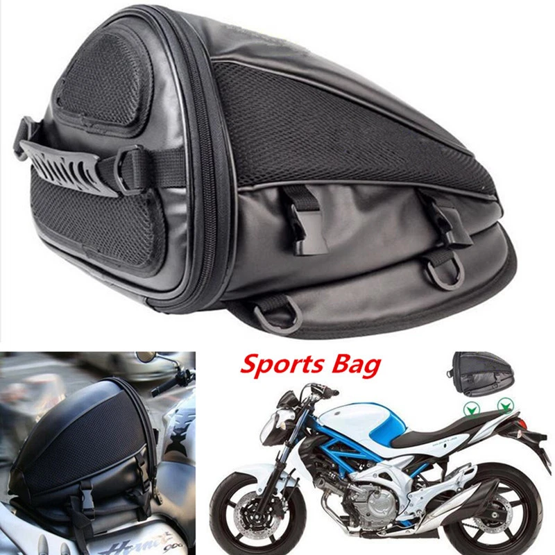 Motorcycle Sport Tail Back Bag Seat Carry Bag Luggage Saddlebag Waterproof Black - Image 1 of 4