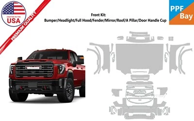 Película de proteção de pintura frontal pré-cortada PPF para GMC Sierra HD 2500/3500 AT4 2024-2025 - Imagem 1 de 4