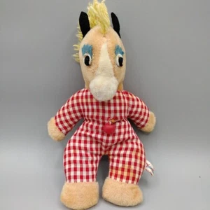 Yoski Pet Vintage Peluche Caballo Cuadros Peluche Fieltro Hecho en Japón 10" - Imagen 1 de 12