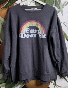 Sudadera Pullover Wildfox Grande Gris Fácil de Hacer Mezcla de Algodón Lados Abertura - Imagen 1 de 5