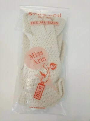 Guantes elásticos vintage Miss Aris beige bordados nuevos en stock se adapta a todas las tallas  Foto 1 de 3