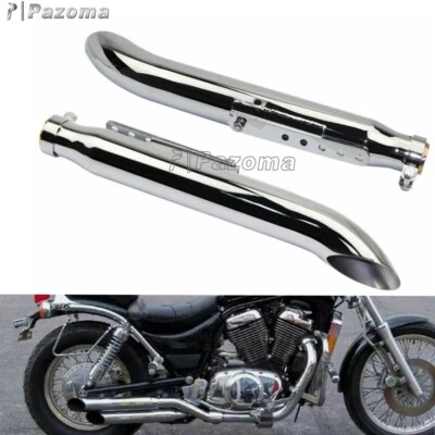 Par de tubos silenciadores de escape cromados universales para Harley Café Racer Custom Bobber Foto 1 de 4