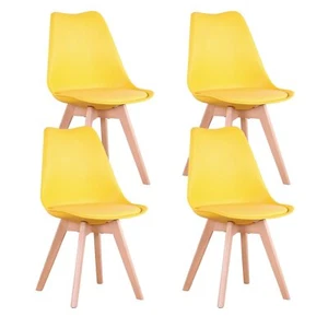 Pack de 4 Sillas de Comedor Silla Diseño Nórdico Con Asiento Acolchado Amarillo - Imagen 1 de 11