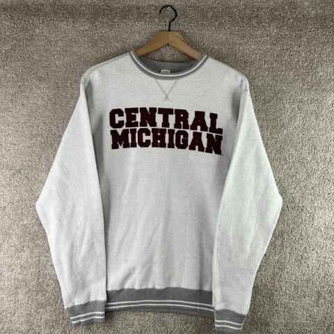 VINTAGE Central Michigan Chippewas Sweatshirt Mens Medium Gray Crewneck Spell Cover
