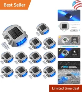 12-Pack Blue LED Solar Lights - Shock Resistant, Waterproof Outdoor Illumination - Picture 1 of 8