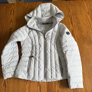 Nautica Womens M Performance Puffer Jacket Removable Hood, Light Grey Gray - Picture 1 of 12