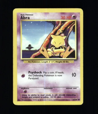 ABRA 43/102 POKEMON NINTENDO TCG BASE SET - Image 1 of 2