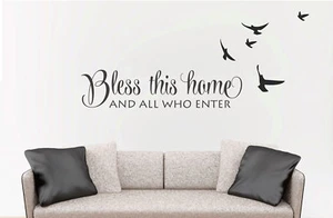 Bless This Home And All Who Enter Wall Decal Sticker Family Home Bible - Picture 1 of 2