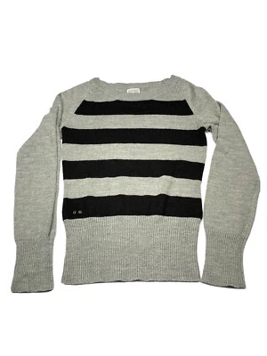 Suéter de punto converse para mujer talla pequeña gris negro a rayas cuello redondo Foto 1 de 4