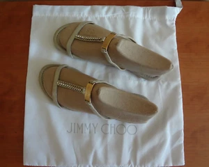 Jimmy Choo cursori piatti in pelle argento metallizzato strass punta aperta taglia 39 (9) - Foto 1 di 13