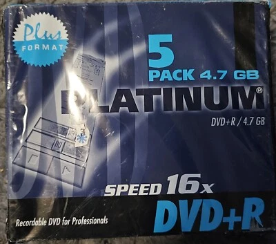 Platinum  DVD+R    4,7GB  16x Speed  5 Rohlinge Pack !! - Bild 1 von 2
