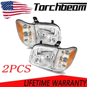 Headlights Headlamps LH+RH For 2005 2006 Toyota Tundra 2005-2007 Sequoia Chrome - Bild 1 von 9
