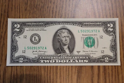 2017A TWO DOLLAR $2 BIRTHDAY/ANNIVERSARY NOTE  MAY 29, 1972  SN L 50291972 A UNC - Image 1 of 2