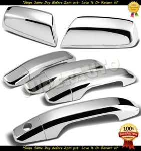 FITS 2014-2018 CHEVY SILVERADO CHROME MIRROR+4DR HANDLE COVER GMC SIERRA 1500 - Picture 1 of 2