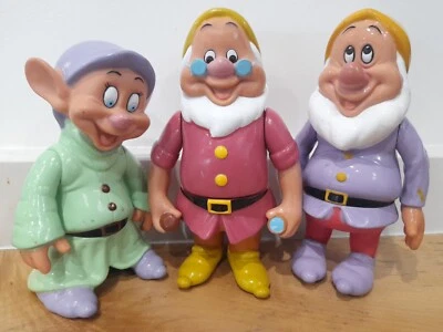 Vintage Disney 7 Dwarfs Disney Thailand. Three large plastic figures.  - Image 1 of 4