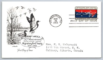 Migratory Bird Treaty FDC 1966 50th Anniversary Pittsburgh PA Artmaster Duck - Image 1 of 4